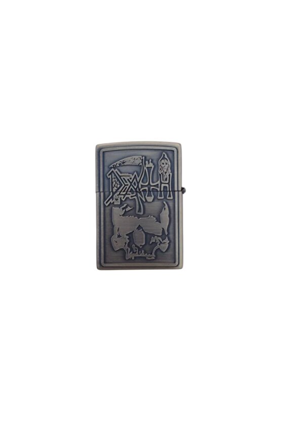 Ozel Tasarim Sari Renkli Benzinli Azrail Kabartmali premium zippo Cakmak