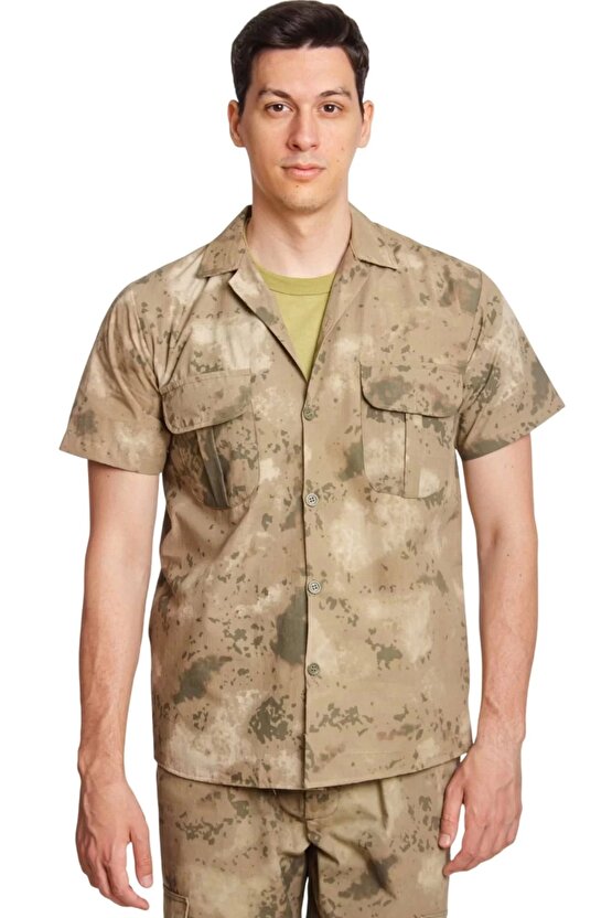 Jandarma Kamuflaj Renkli Kisa Kollu Cepli Taktik Gomlek Short Sleeve Camouflage