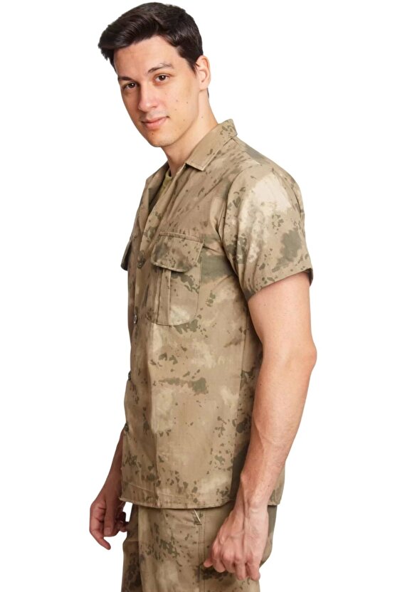Jandarma Kamuflaj Renkli Kisa Kollu Cepli Taktik Gomlek Short Sleeve Camouflage