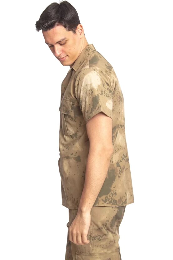 Jandarma Kamuflaj Renkli Kisa Kollu Cepli Taktik Gomlek Short Sleeve Camouflage
