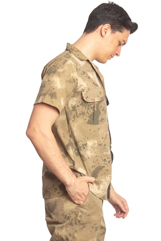 Jandarma Kamuflaj Renkli Kisa Kollu Cepli Taktik Gomlek Short Sleeve Camouflage