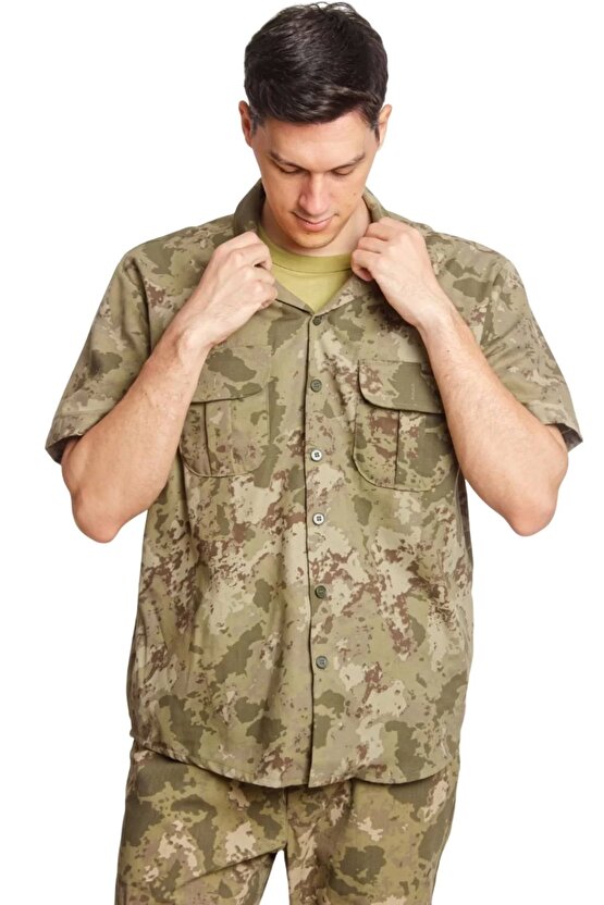 Kara Kuvvetleri Yeni Kamuflaj Renkli Kisa Kollu Taktik Gomlek Short Sleeve Camouflage