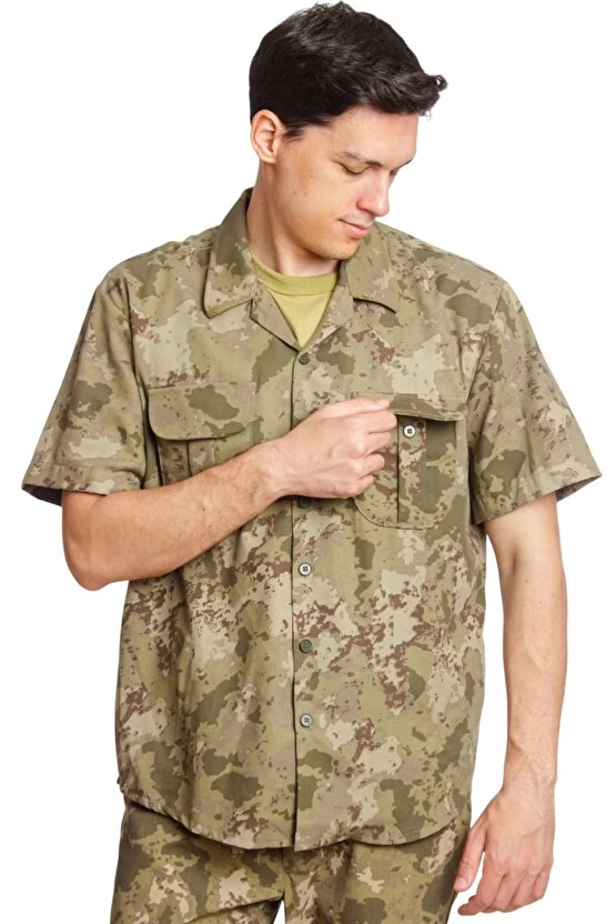 Kara Kuvvetleri Yeni Kamuflaj Renkli Kisa Kollu Taktik Gomlek Short Sleeve Camouflage