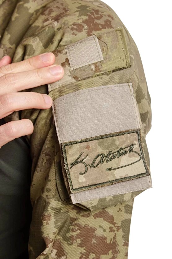 Kara Kuvvetleri Kamuflaj Renkli Uzun Kollu Taktik Likrali Operasyon Combat Tisort