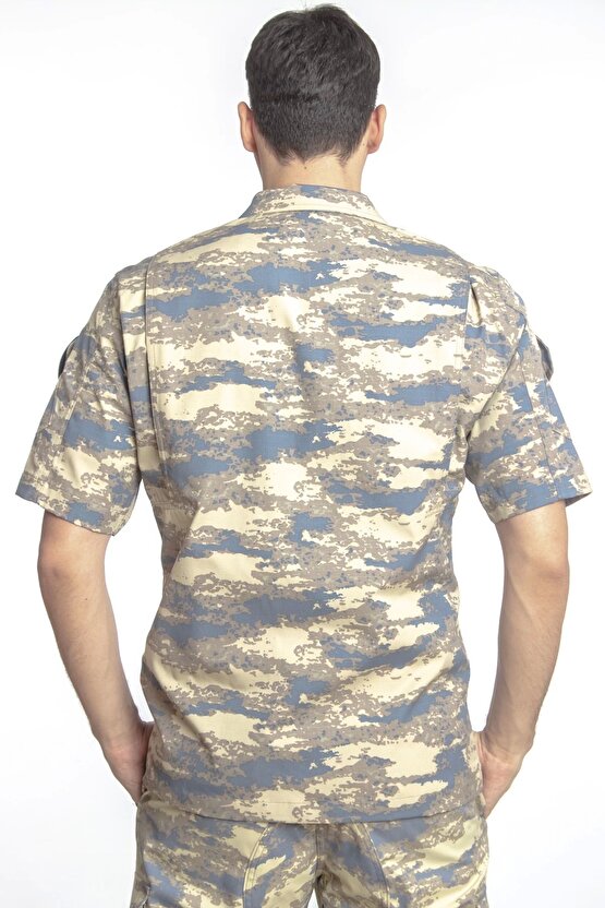 Hava Kuvvetleri Yeni Kamuflaj Renkli Kisa Kollu Taktik Askeri Gomlek Short Sleeve Camouflage