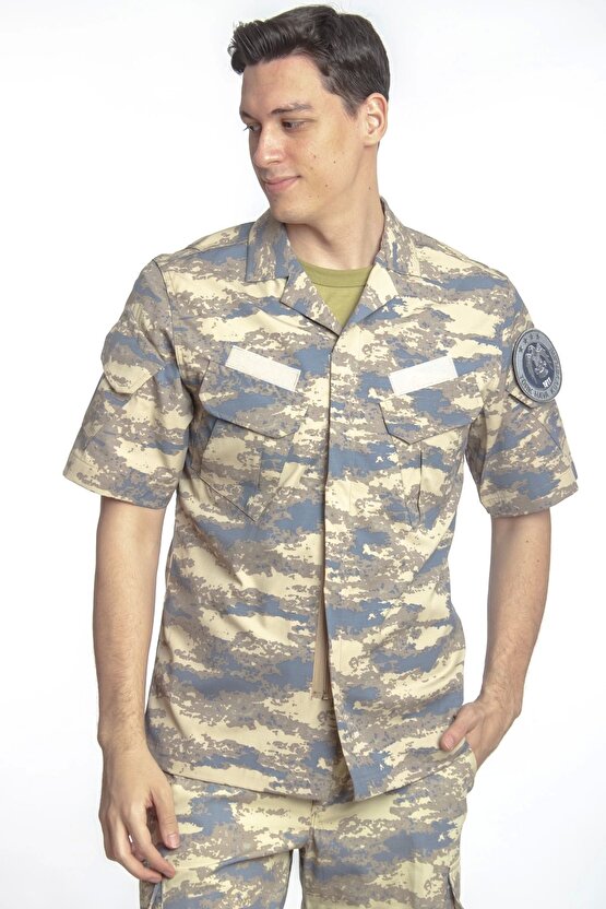 Hava Kuvvetleri Yeni Kamuflaj Renkli Kisa Kollu Taktik Askeri Gomlek Short Sleeve Camouflage