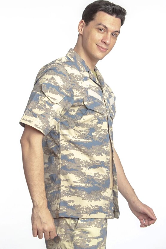 Hava Kuvvetleri Yeni Kamuflaj Renkli Kisa Kollu Taktik Askeri Gomlek Short Sleeve Camouflage
