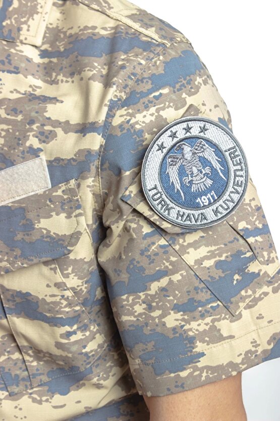 Hava Kuvvetleri Yeni Kamuflaj Renkli Kisa Kollu Taktik Askeri Gomlek Short Sleeve Camouflage
