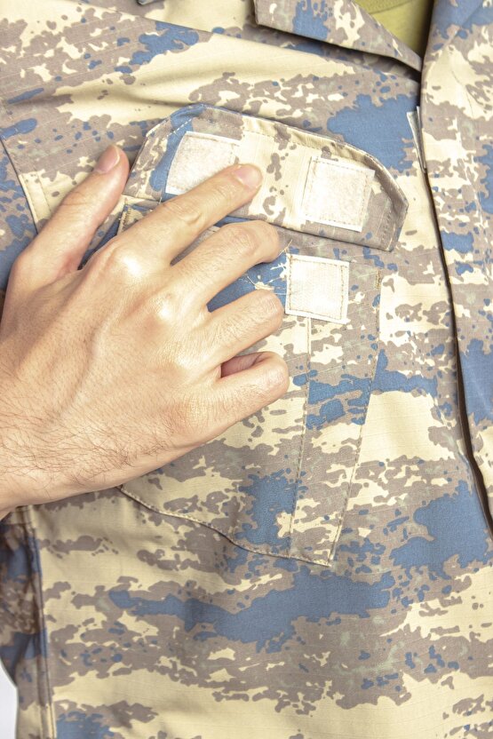 Hava Kuvvetleri Yeni Kamuflaj Renkli Kısa Kollu  Taktik Askeri Gömlek Short Sleeve Camouflage