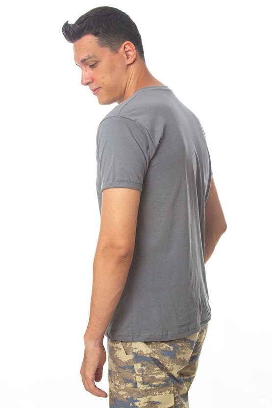 Kısa Kollu Gri Renkli % 100 Pamuklu Organik Hava Kuvvetleri Subay Astsubay Rütbeli Fanila T-shirt