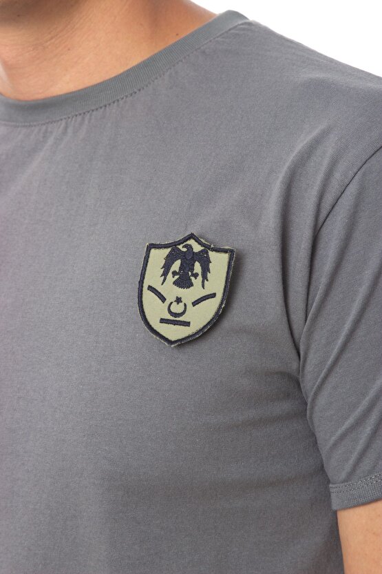 Kısa Kollu Gri Renkli % 100 Pamuklu Organik Hava Kuvvetleri Subay Astsubay Rütbeli Fanila T-shirt