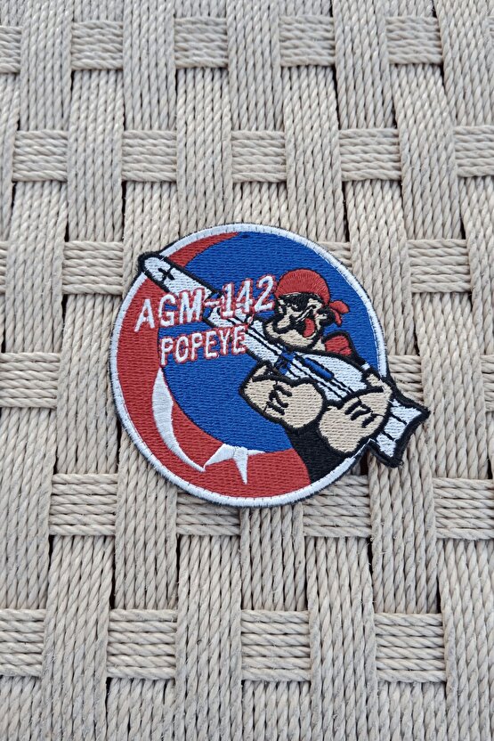 2 Adet Nakış işlemeli Kırmızı Zemin Agm-142 Popeye Arma Patch Peç