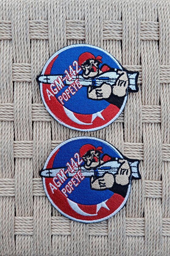 2 Adet Nakış işlemeli Kırmızı Zemin Agm-142 Popeye Arma Patch Peç