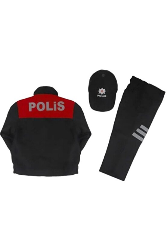 Uzun Kollu Siyah Kirmizi 3 Lu Sapkali Cocuk Yunus Polis Kiyafet Takimi