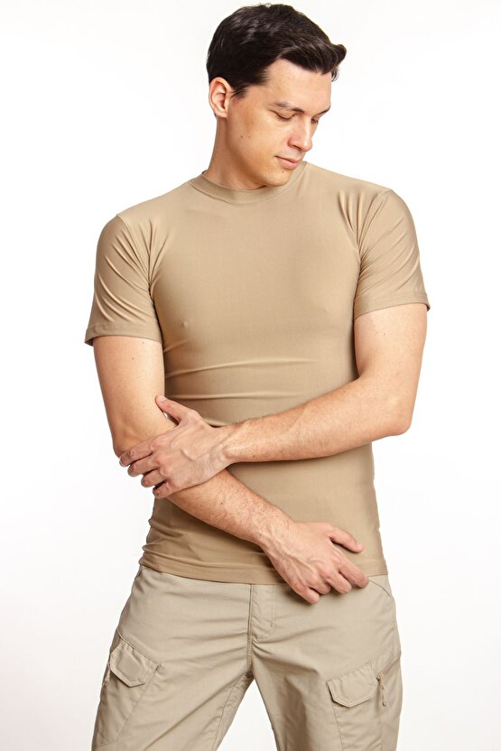Kisa Kollu Koyu Bej Renkli Unisex Microfiber Nano Micro Thermal Iclik
