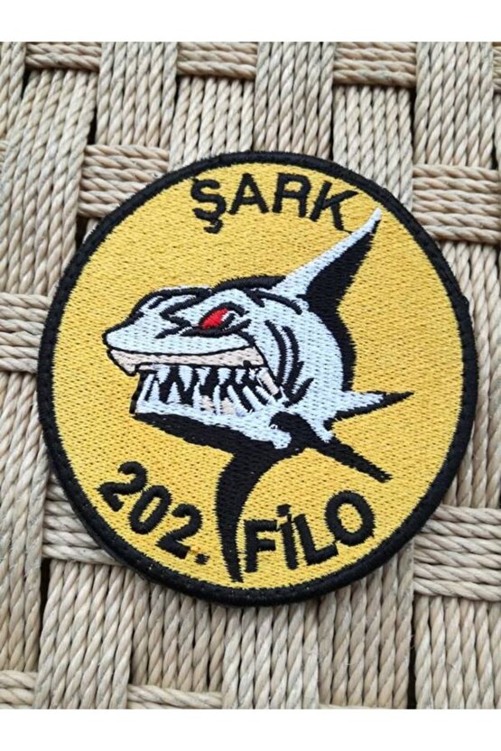 Sarı Zemin Nakış Işlemeli Şafak 202. Filo Patch Peç Arma