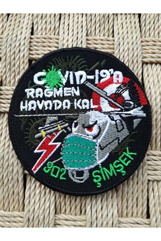 Siyah Zemin Nakis Islemeli a Ragmen Havada Kal 902 Simsek Arma Patch Pec