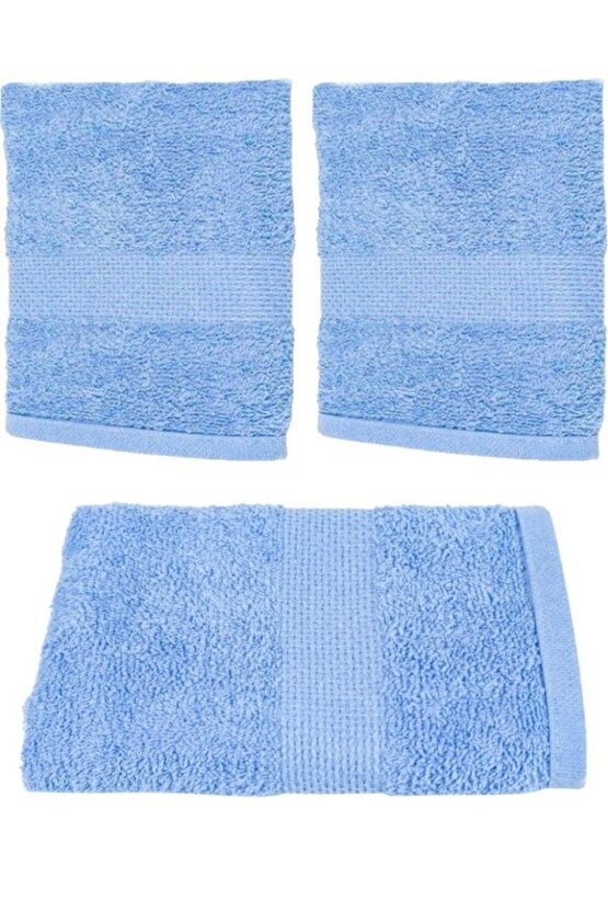 3 Adet Mavi Renk Banyo Havlusu