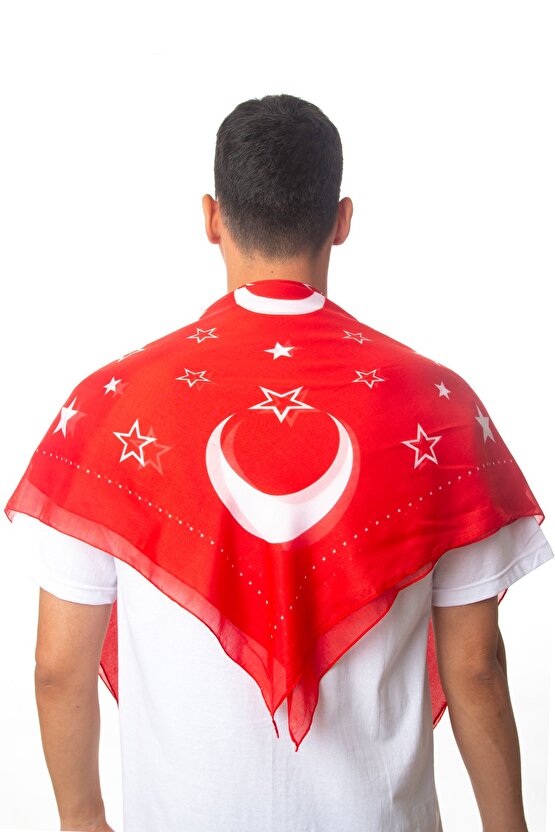 15 Adet Kırmızı Beyaz Ayyıldız Arkadaşlara Yarenlere Dağıtmak Için 100 X 100 Cm Asker Uğurlama Şalı