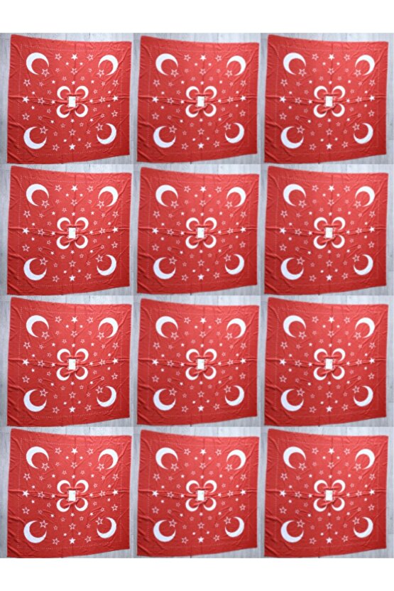 12 Adet Kırmızı Beyaz Ayyıldız Arkadaşlara Yarenlere Dağıtmak Için 100 X 100 Cm Asker Uğurlama Şalı