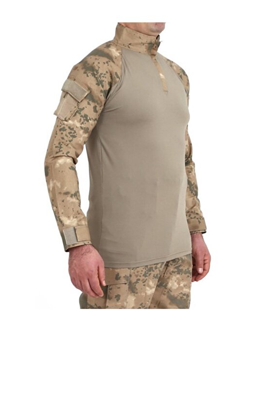 Jandarma Kamuflaj Renkli Uzun Kollu Taktik Operasyon Likrali Combat T-shirt