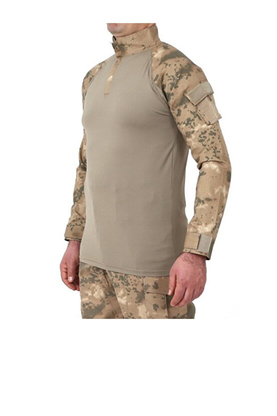 Jandarma Kamuflaj Renkli Uzun Kollu Taktik Operasyon Likrali Combat T-shirt