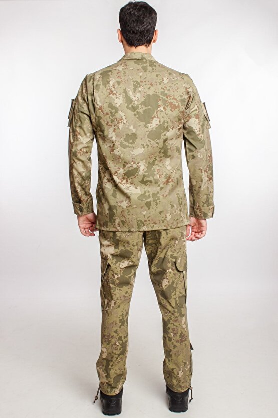 Kargo Cepli Kara Kuvvetleri Kamuflaj Renk Uzun Kollu Gomlek Ve Pantolon Takimi Camouflage