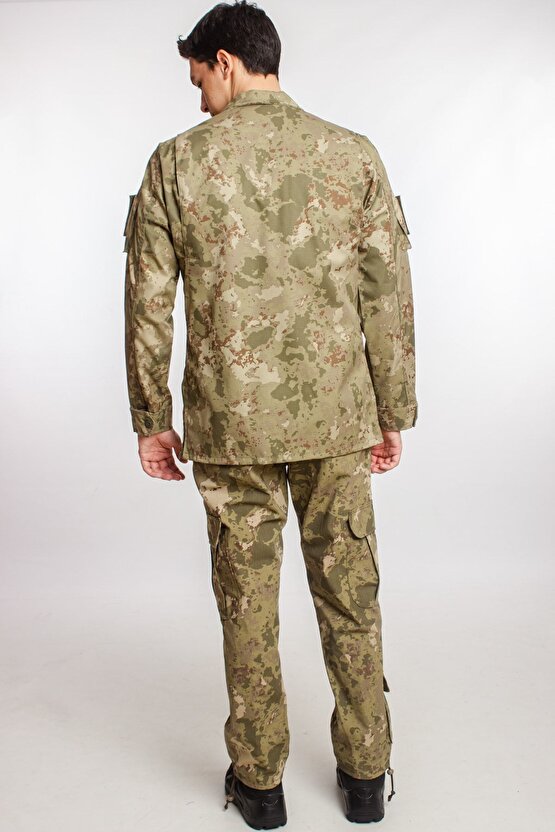 Kargo Cepli Kara Kuvvetleri Kamuflaj Renk Uzun Kollu Gomlek Ve Pantolon Takimi Camouflage