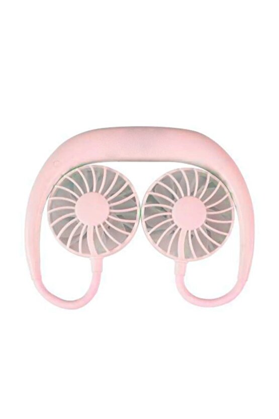 Giyilebilir Kablosuz Şarjlı Taşınabilir Mini Fan Vantilatör Pembe