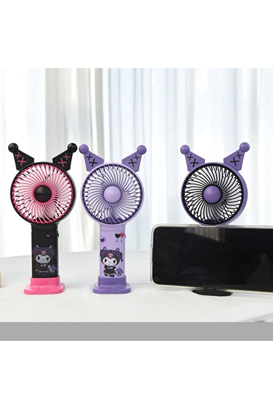 ÇOÇUKLAR İÇİN ŞARJLI EL FANI KUROMİ FİGÜR YAPIŞTIRMALI VANTİLATÖR SERİNLETİCİ TAŞINABİLİR FAN