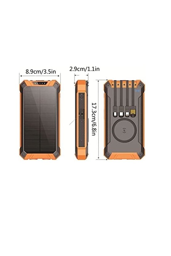 20000MAH POWERBANK SOLAR GÜNEŞ ENERJİLİ WİRELESS KABLOSUZ ŞARJ ÖZELLİKLİ TAŞINABİLİR ŞARJ LED IŞIKLI