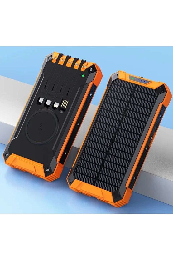 10000MAH POWERBANK SOLAR GÜNEŞ ENERJİLİ WİRELESS KABLOSUZ ŞARJ ÖZELLİKLİ TAŞINABİLİR ŞARJ LED IŞIKLI