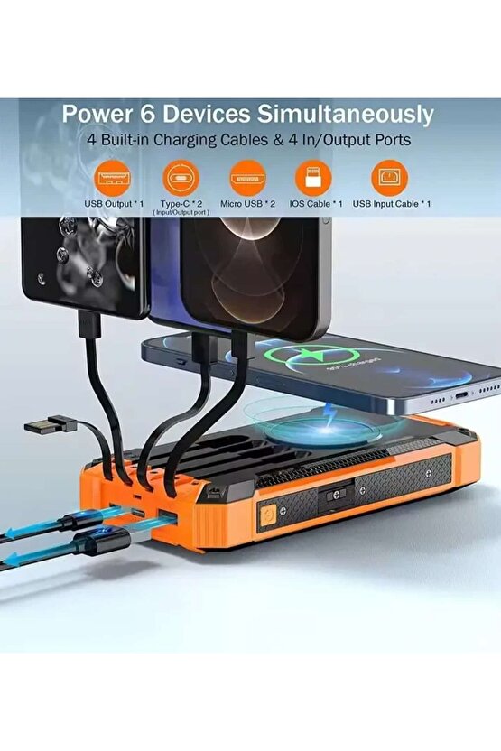 10000MAH POWERBANK SOLAR GÜNEŞ ENERJİLİ WİRELESS KABLOSUZ ŞARJ ÖZELLİKLİ TAŞINABİLİR ŞARJ LED IŞIKLI