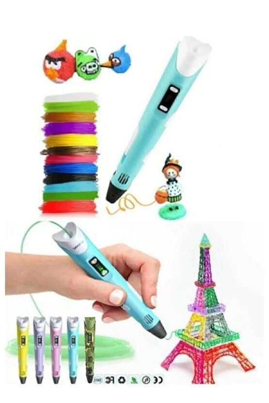 3d Pen - 3d Üç Boyutlu Yazıcı Kalem Printer 3 Renk Filament
