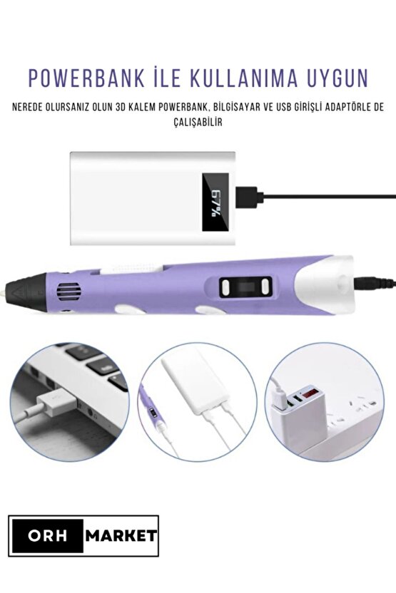 3d Pen - 3d Üç Boyutlu Yazıcı Kalem Printer 3 Renk Filament