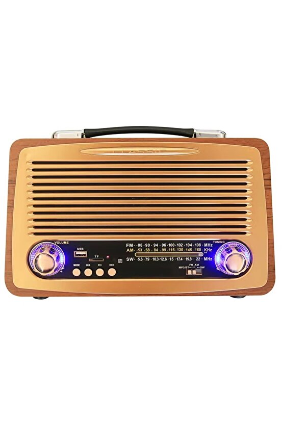 NOSTALJİK RADYO BLUETOOTH SPEAKER ŞARJLI SD KART USB GİRİŞLİ MP3 ÇALAR KABLOSUZ HOPARLÖR