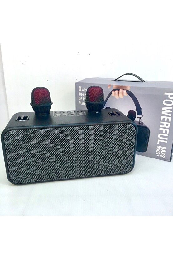 186PRO ÇİFT MİKROFONLU BLUETOOTH SPEAKER KABLOSUZ ŞARJLI KARAOKE HOPARLÖR