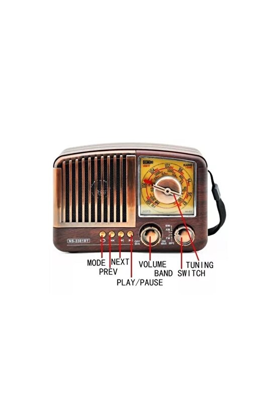 MİNİ NOSTALJİK RADYO BLUETOOTH SPEAKER ŞARJLI SD KART USB GİRİŞLİ MP3 ÇALAR KABLOSUZ HOPARLÖR