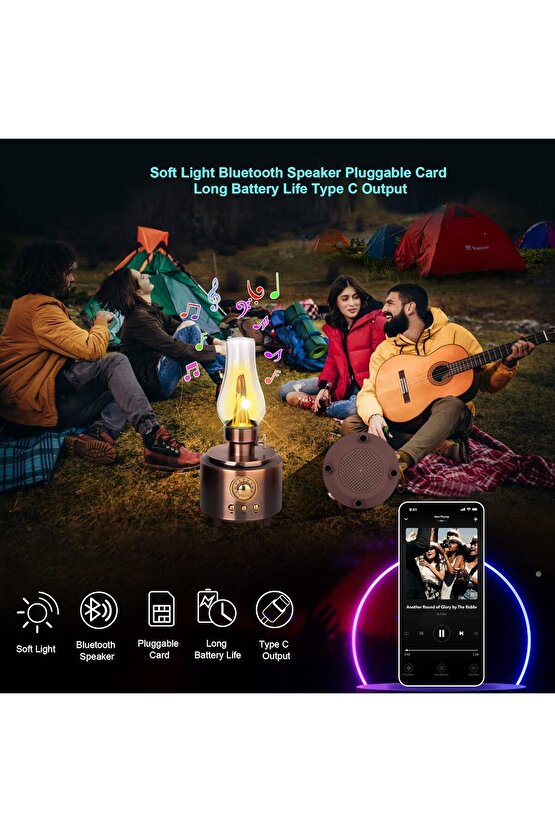 C210 NOSTALJİK GAZ LAMBASI BLUETOOTH SPEAKER KABLOSUZ ŞARJLI HOPARLÖR GECE LAMBASI