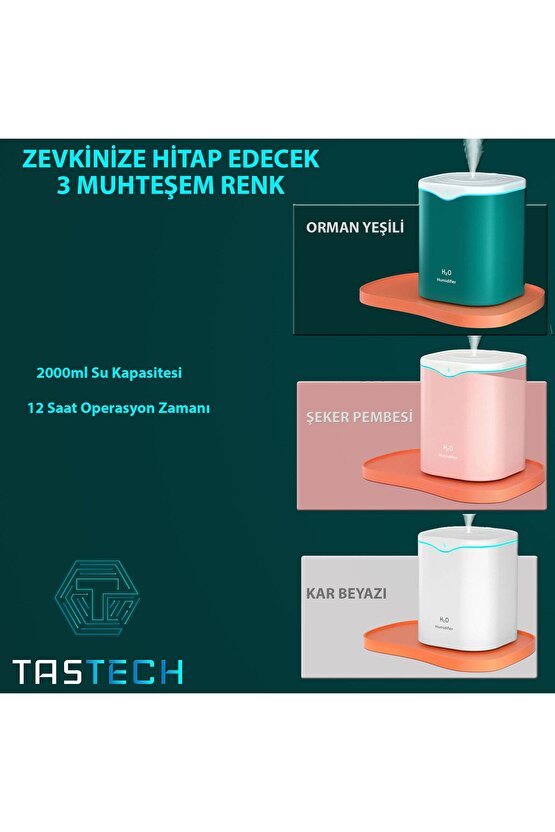 2 LİTRE ODA HAVA NEMLENDİRİCİ HUMUDİFİER AROMA THERAPY KOKU BUHAR MAKİNESİ