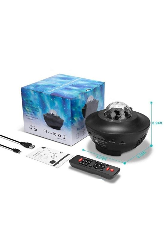 Starry Projektör Bluetooth Hoparlör Gece Lambası Rgb Led Işıklı Parti Hoparlörü Speaker