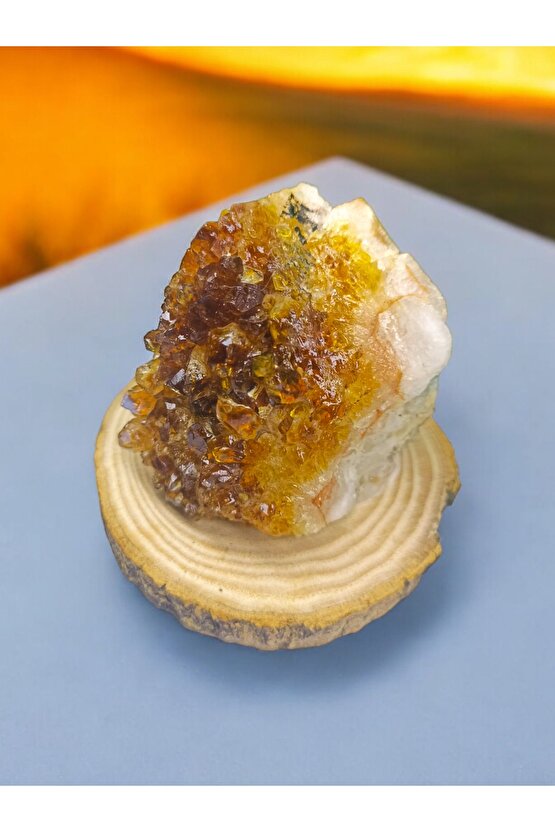 SİTRİN JEOT Ham Doğal Taş Mineral (sertifikalı)(para taşı)(Bereket taşı)(200 gram -5 cm boy)
