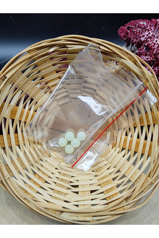 5 Adet Fosforlu Doğal Taş Boncuk (8 Mm) (sertifikalı)