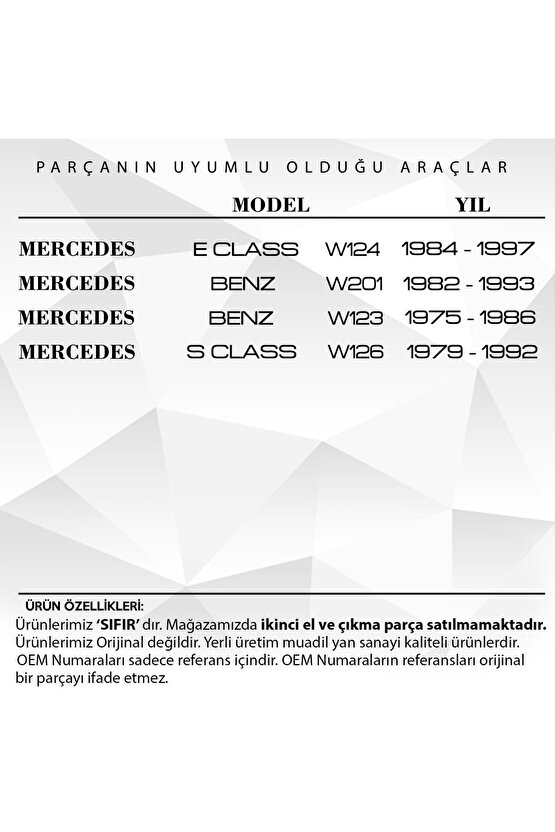 Mercedes W124, W201,w123,w126 Için Güneşlik Ayağı-siyah