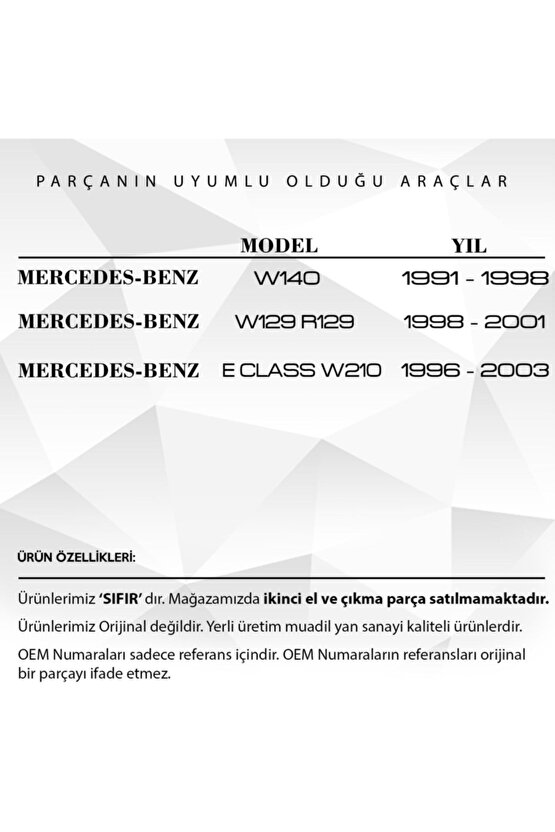 Mercedes W210, W140 Için Katlanır Sol Ayna Cam Destek Tamir Parçası