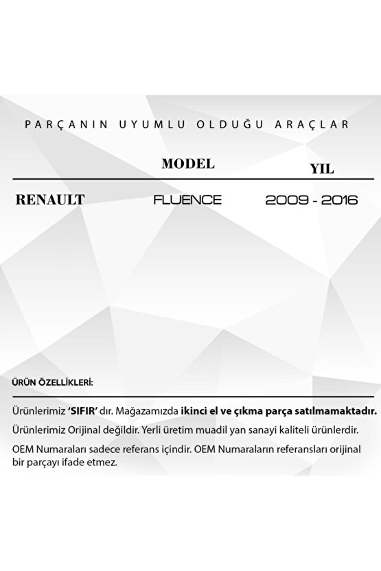 RENAULT FLUENCE KAPUT KİLİT KARŞILIĞI (YERLİ) 09- 656030009R