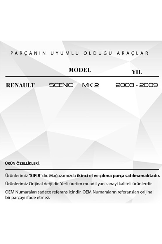 Renault Scenic 2 Için Sunroof Badem Ayağı Takımı - 2 Adet