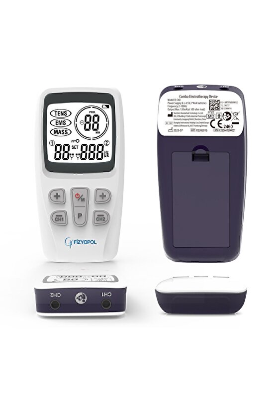 Premium,2 Kanallı Fizik Tedavi Tens Cihazı Dijital Portatif Tens, Ems, Masaj Cihazı