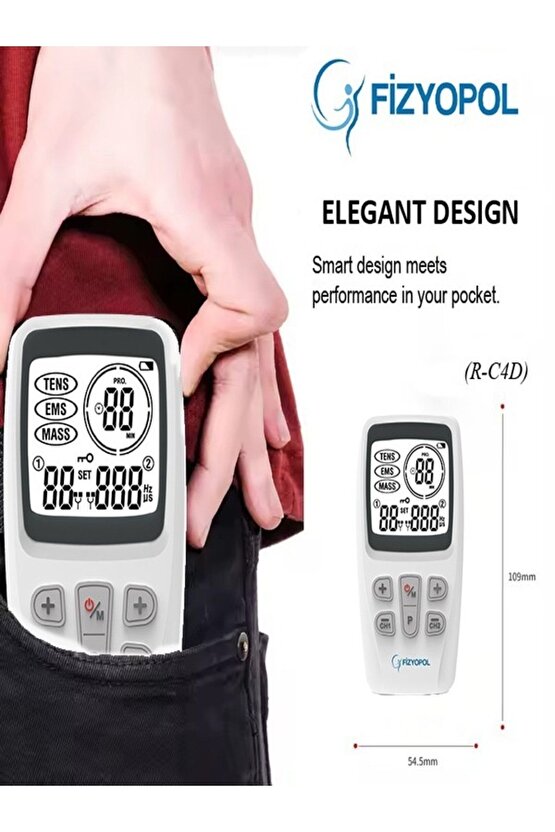Premium,2 Kanallı Fizik Tedavi Tens Cihazı Dijital Portatif Tens, Ems, Masaj Cihazı