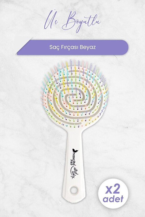 Üç Boyutlu Saç Fırçası Beyaz x 2 Adet